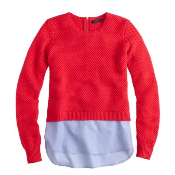 J. Crew Lambswool Shirttail Sweater Red Blue XS - Picture 6 of 7